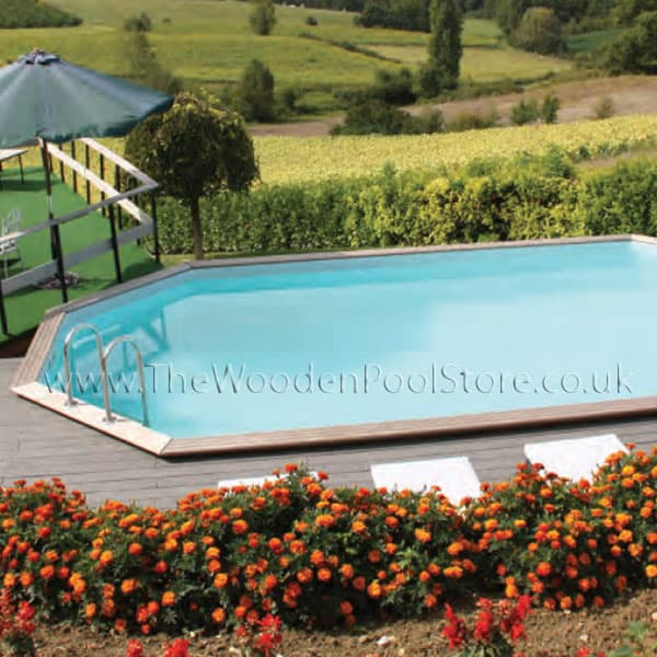 Luxury Octoo 8.1m x 4.6m Wooden Pool - inc Solar Cover 1