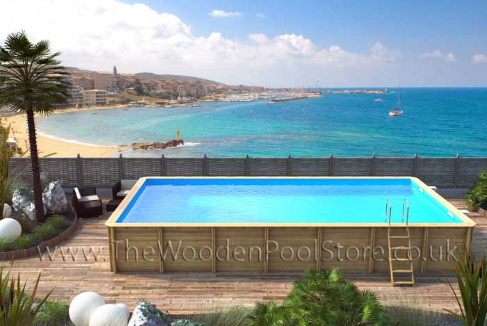 Weva Wooden Pool 8m x 4m x 146cm Deep Rectangle Above or In Ground Wooden Swimming Pool