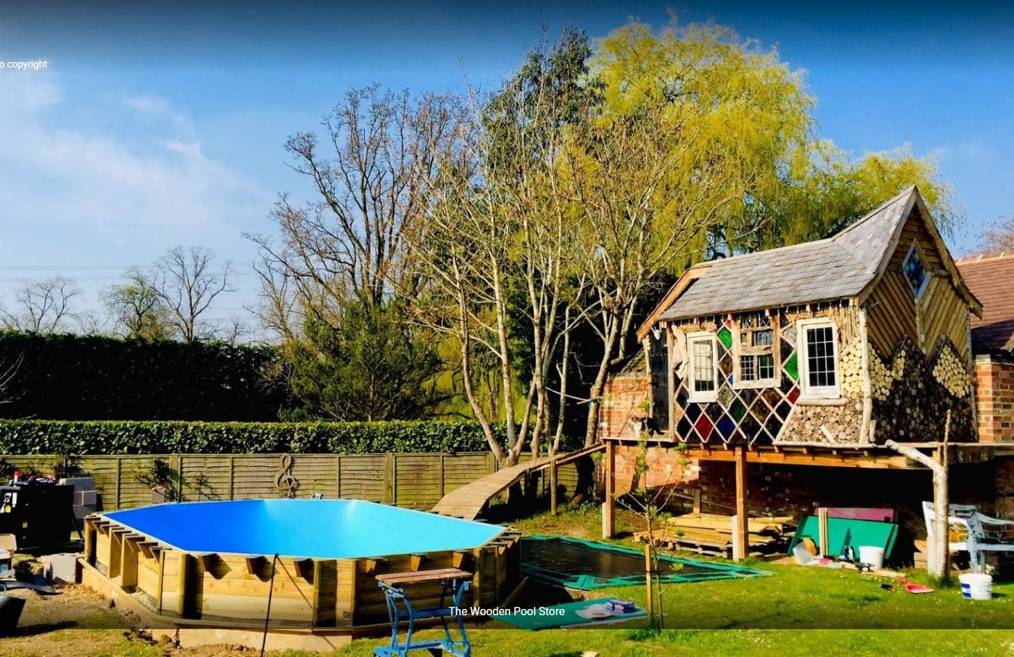 Weva 640 Wooden Pool 6.44m x 4.04m x 146cm - Octagonal Above or In Ground Wooden Swimming Pool 7