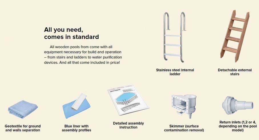 Island wooden pools kit included items