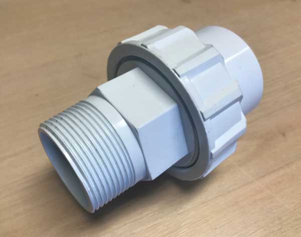 Replacement Heat Pump Union for 1.5" Pool Pipe with 1.5" Male Thread (White) 3