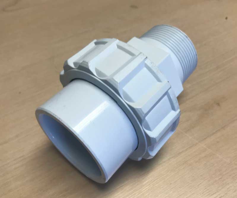 Replacement Heat Pump Union for 1.5" Pool Pipe with 1.5" Male Thread (White)