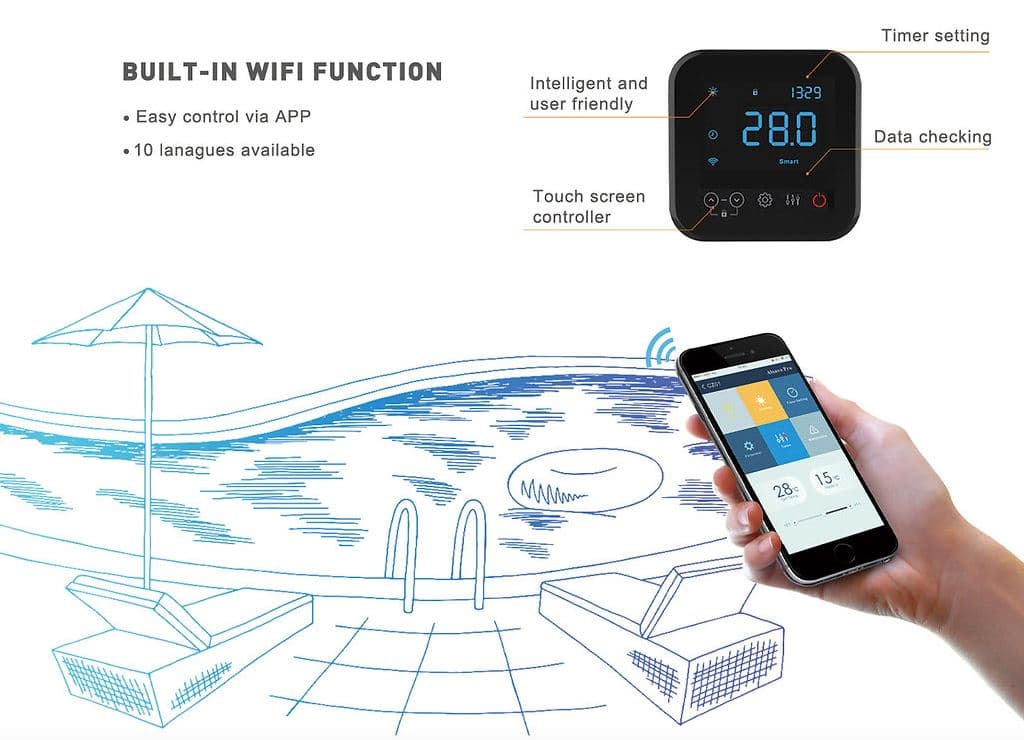 Zealux Heat Pump UX Inverboost Horizontal Pool Heater with Wi-Fi for Swimming Pools 11kw to 40kw All Year Use 9