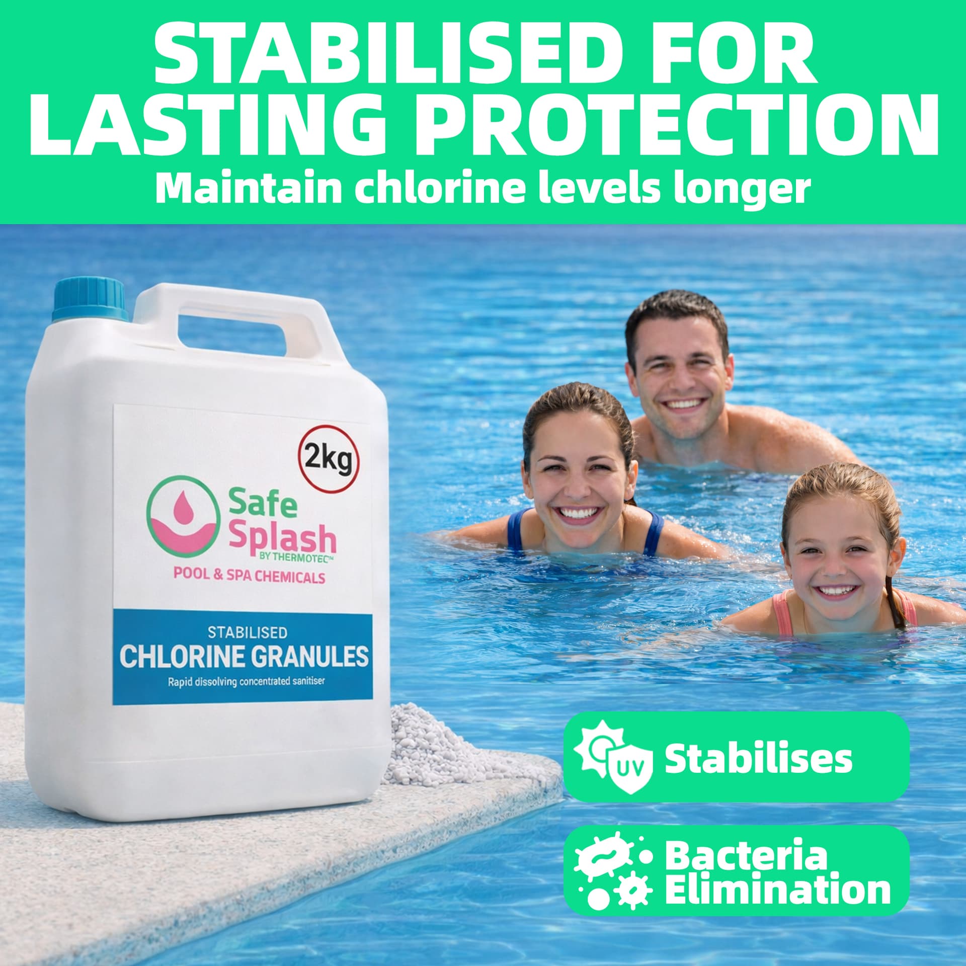 Safe Splash Stabilised Chlorine Granules 2kg 5