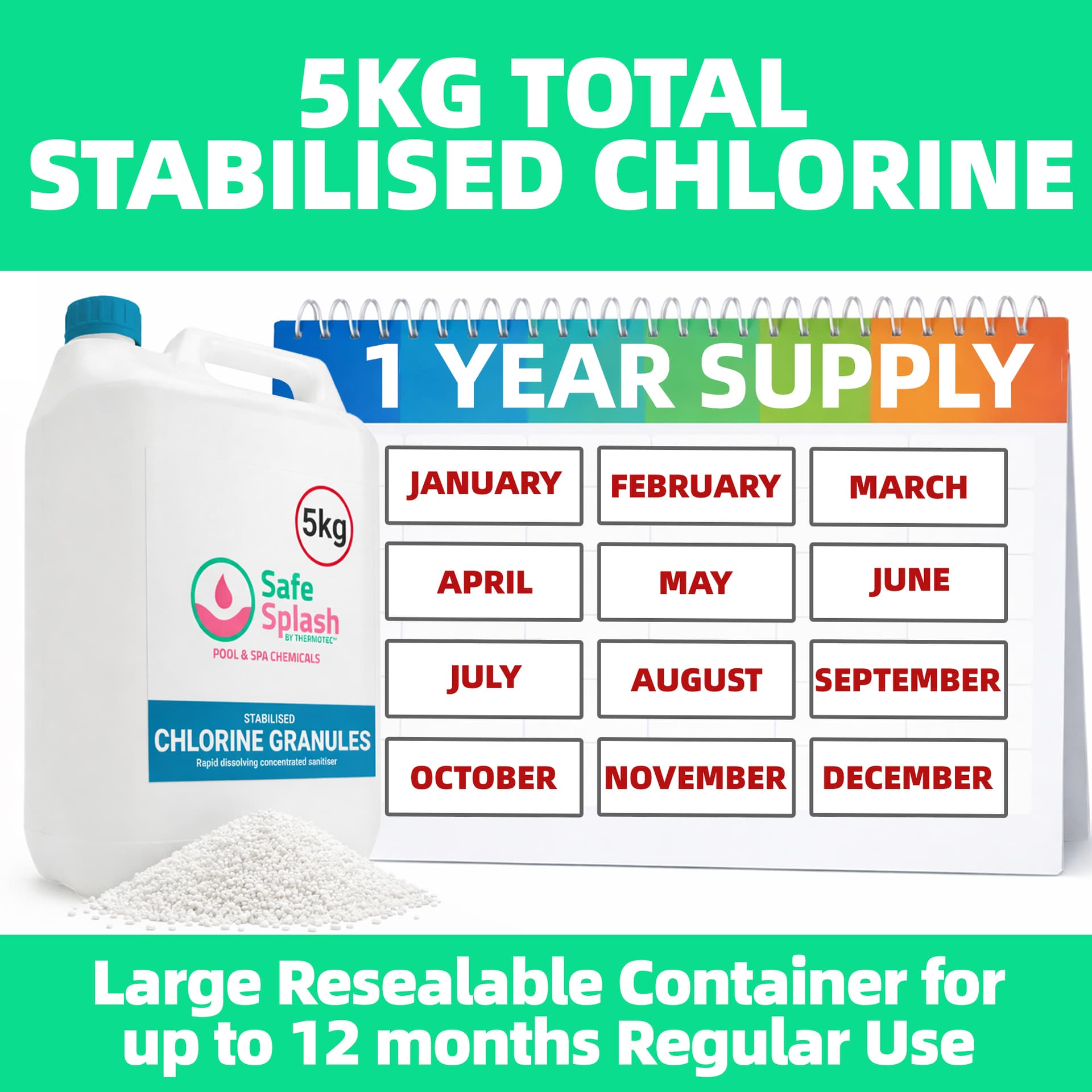 Safe Splash Stabilised Chlorine Granules 5kg 4