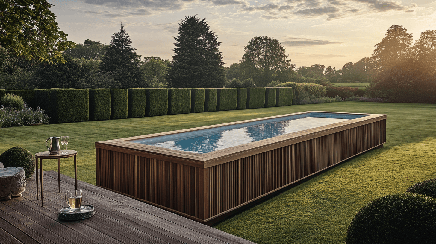 Premium wooden pool in a UK garden