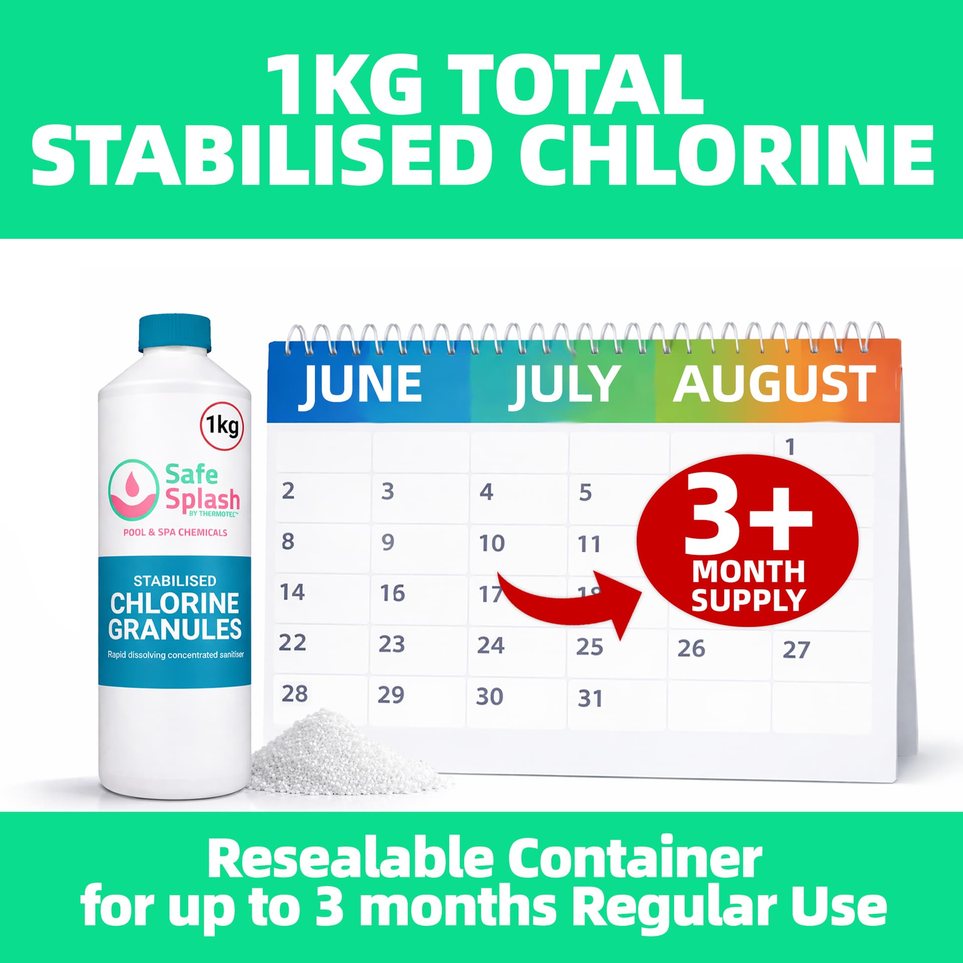 Safe Splash Stabilised Chlorine Granules 1kg 4