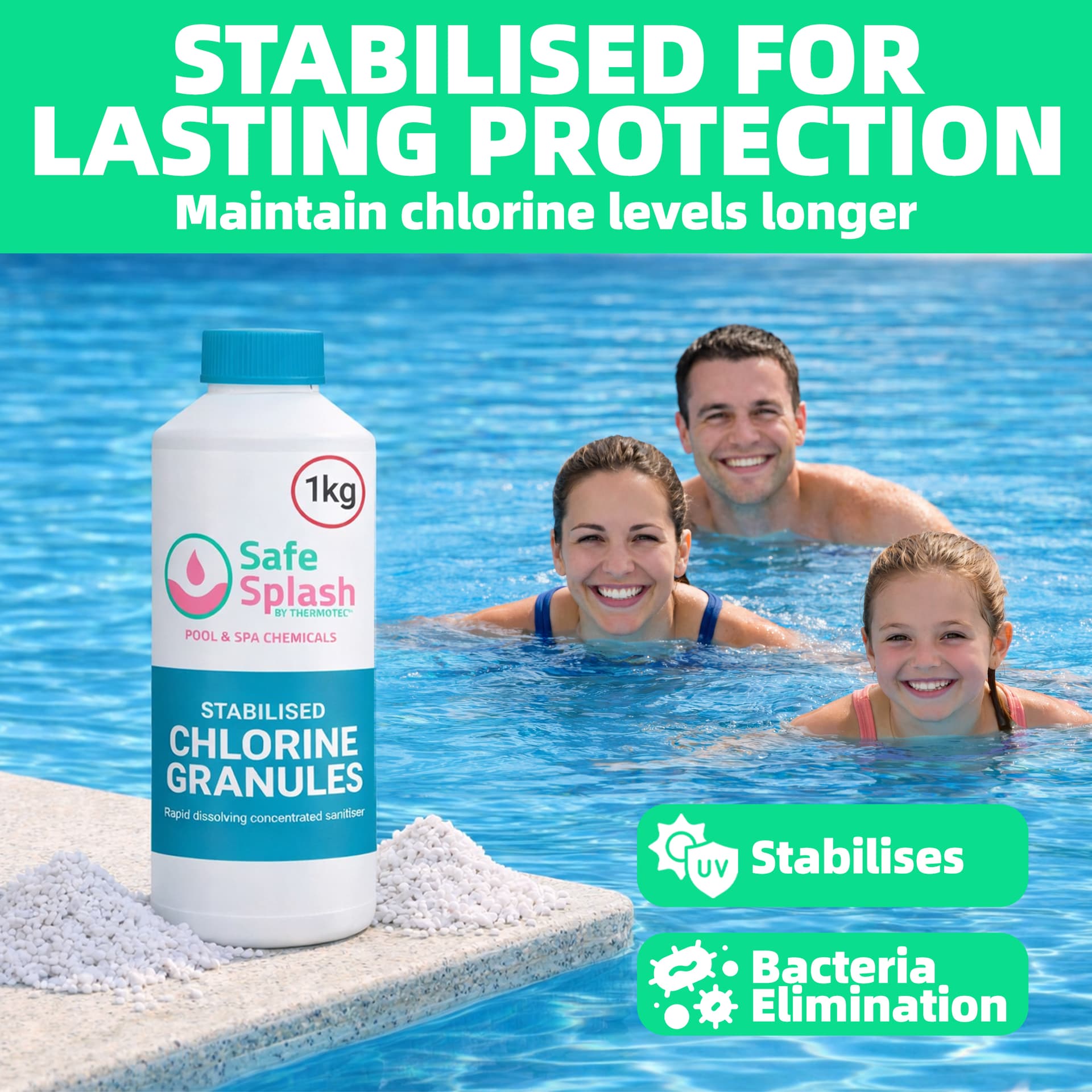 Safe Splash Stabilised Chlorine Granules 1kg 5