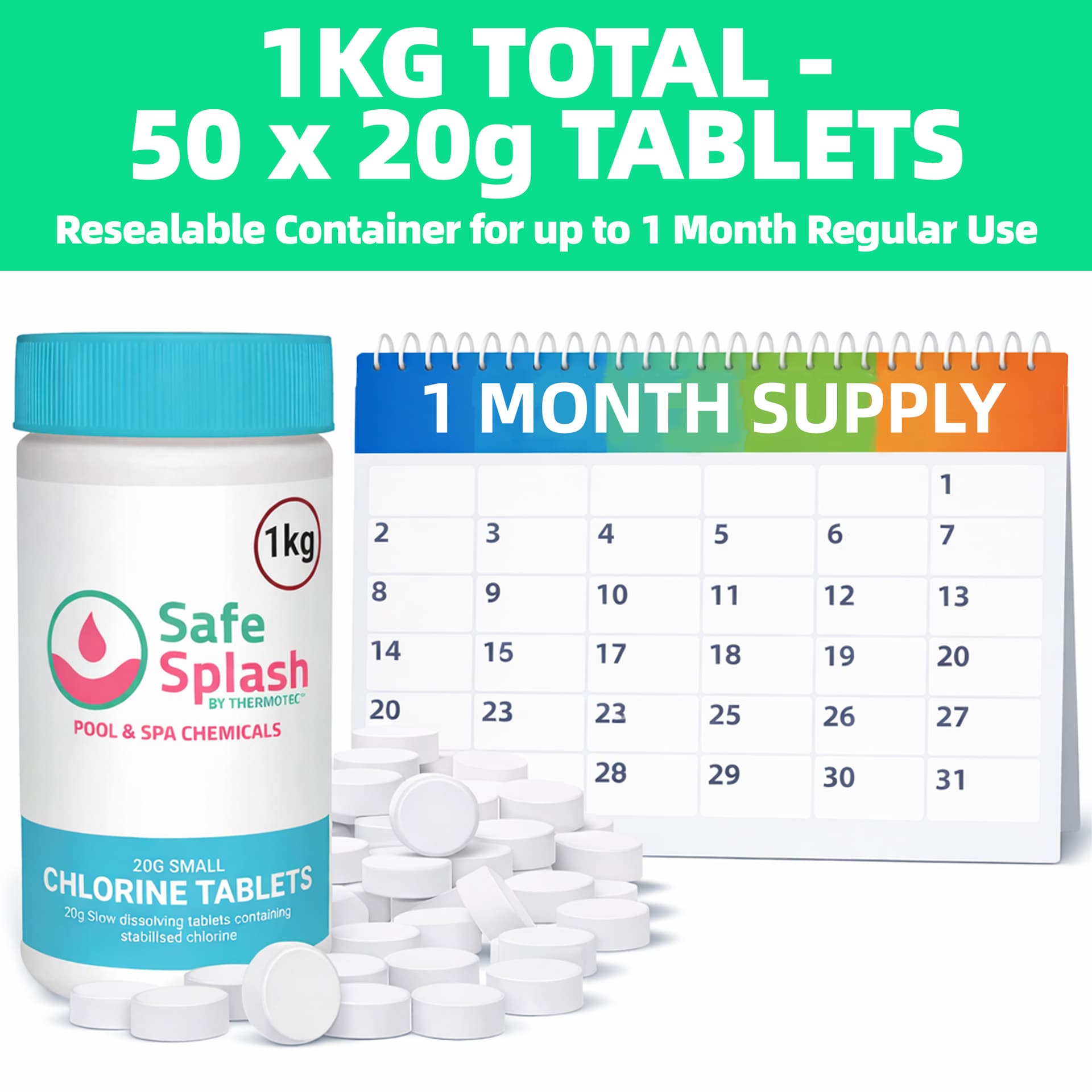 Safe Splash Chlorine Tablets Small 1kg 5
