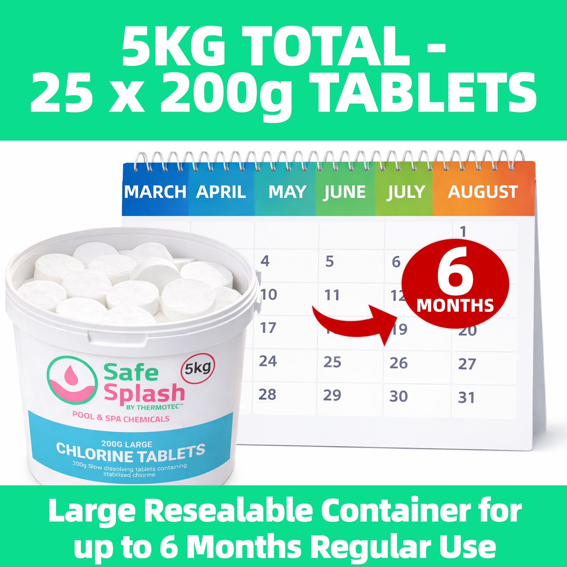 Safe Splash Chlorine Tablets Large 5kg 5