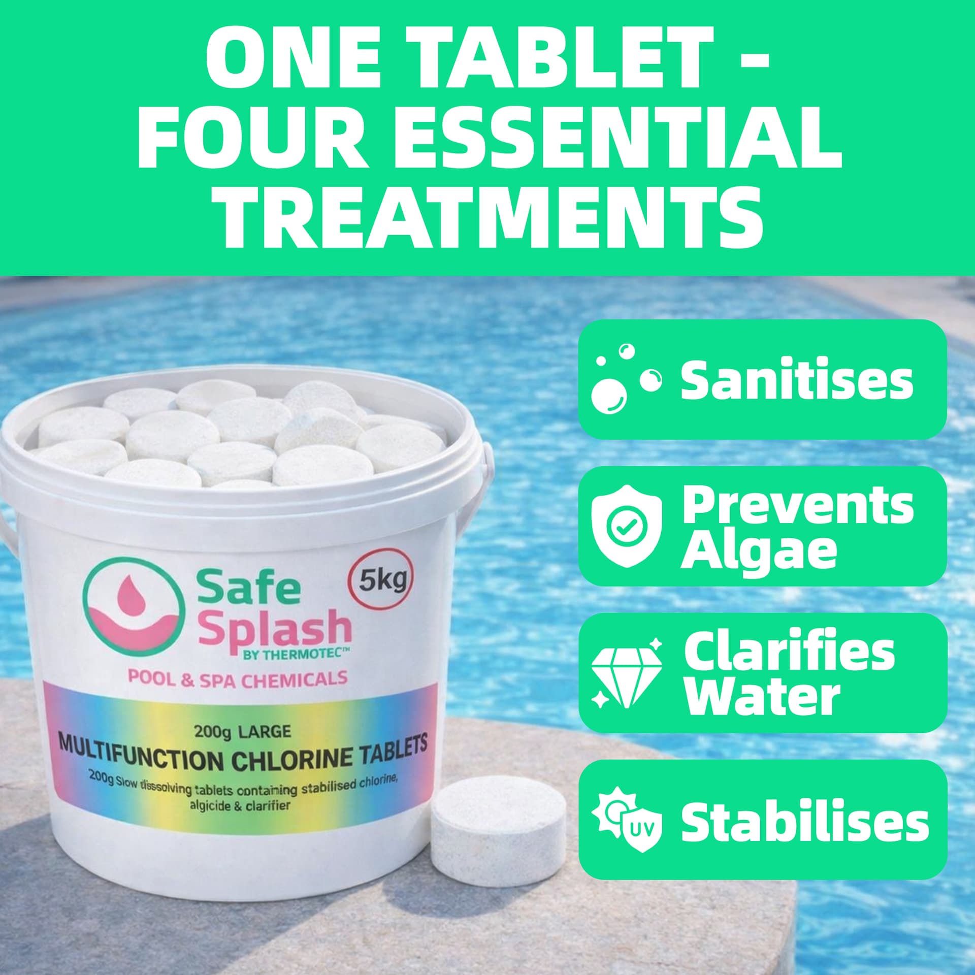 Safe Splash Multi Chlorine Large Tablets 5kg 3