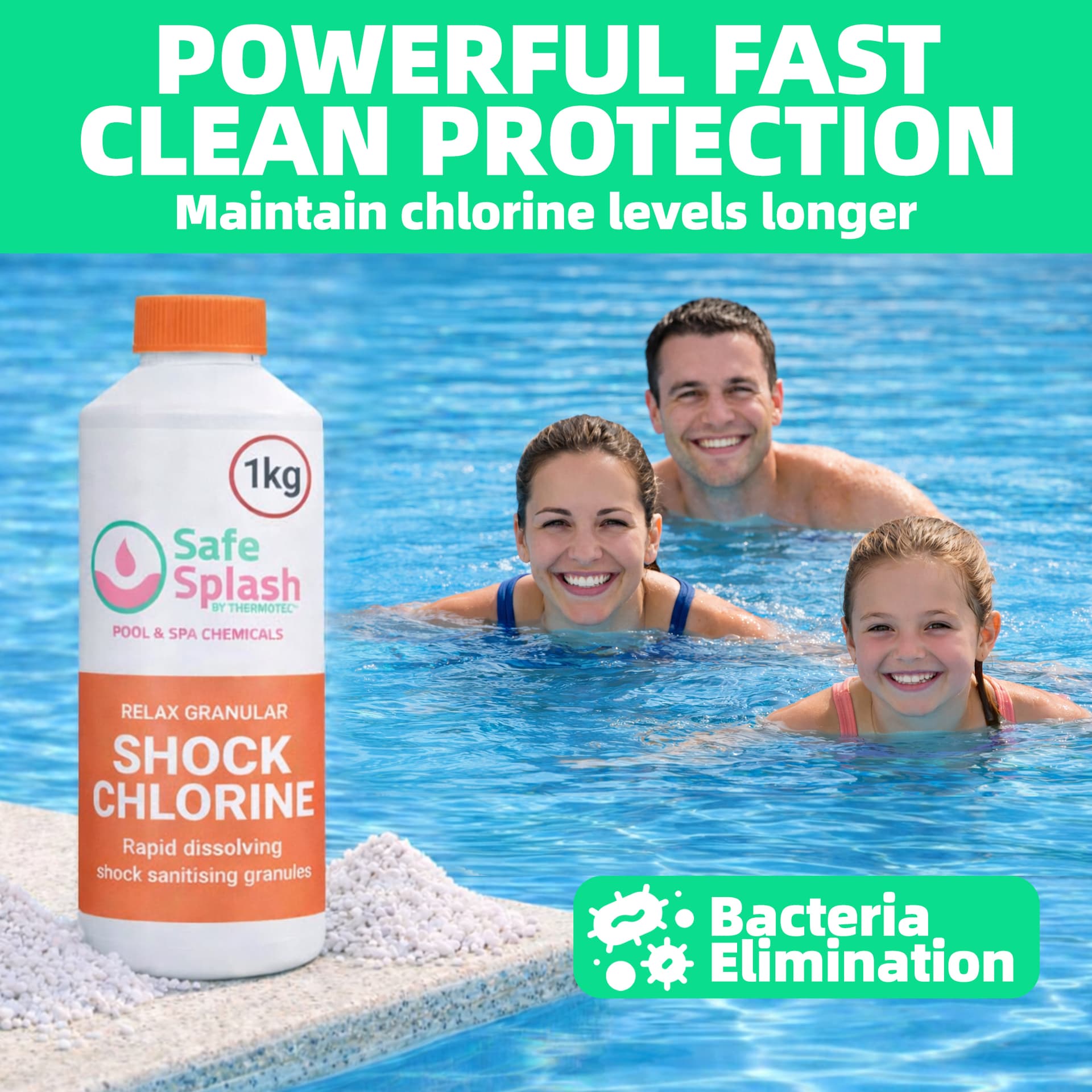1kg Safe Splash Pool Granular Shock Chlorine 2