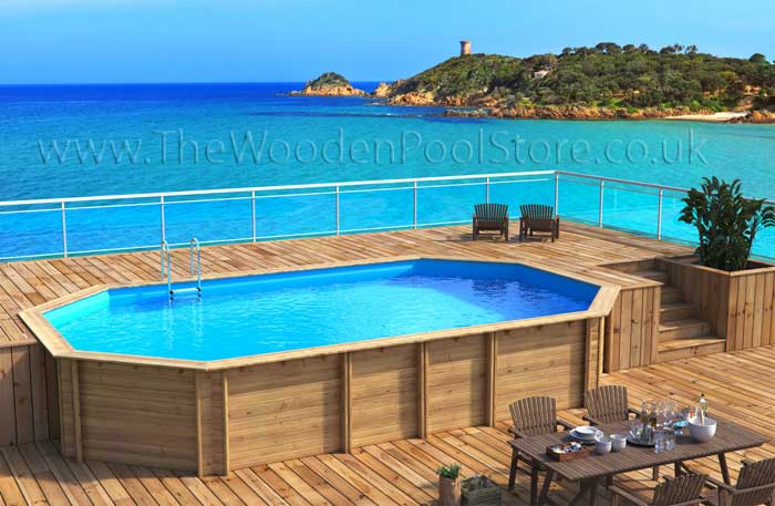 Weva Octo+ 640 - Octagonal 6.44m x 4.04m Wooden Pool 133cm High