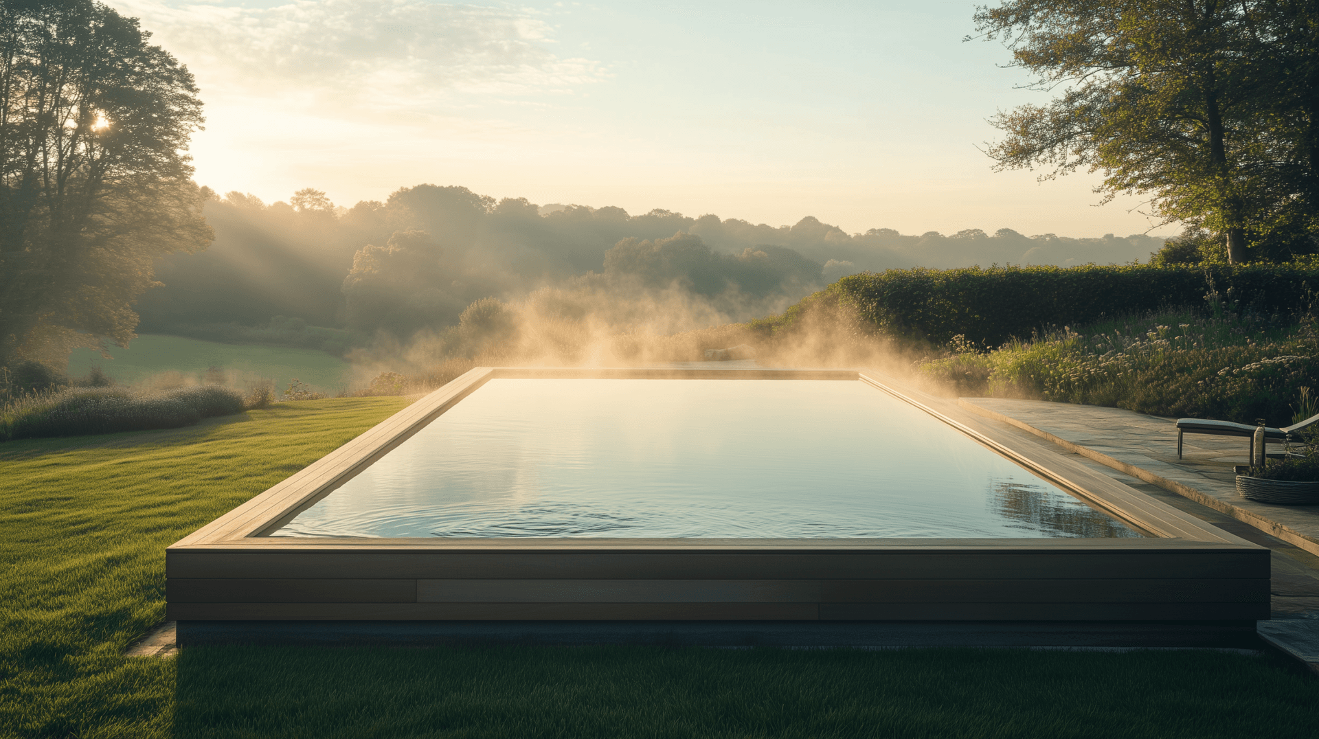 Wooden pool installed in a UK garden