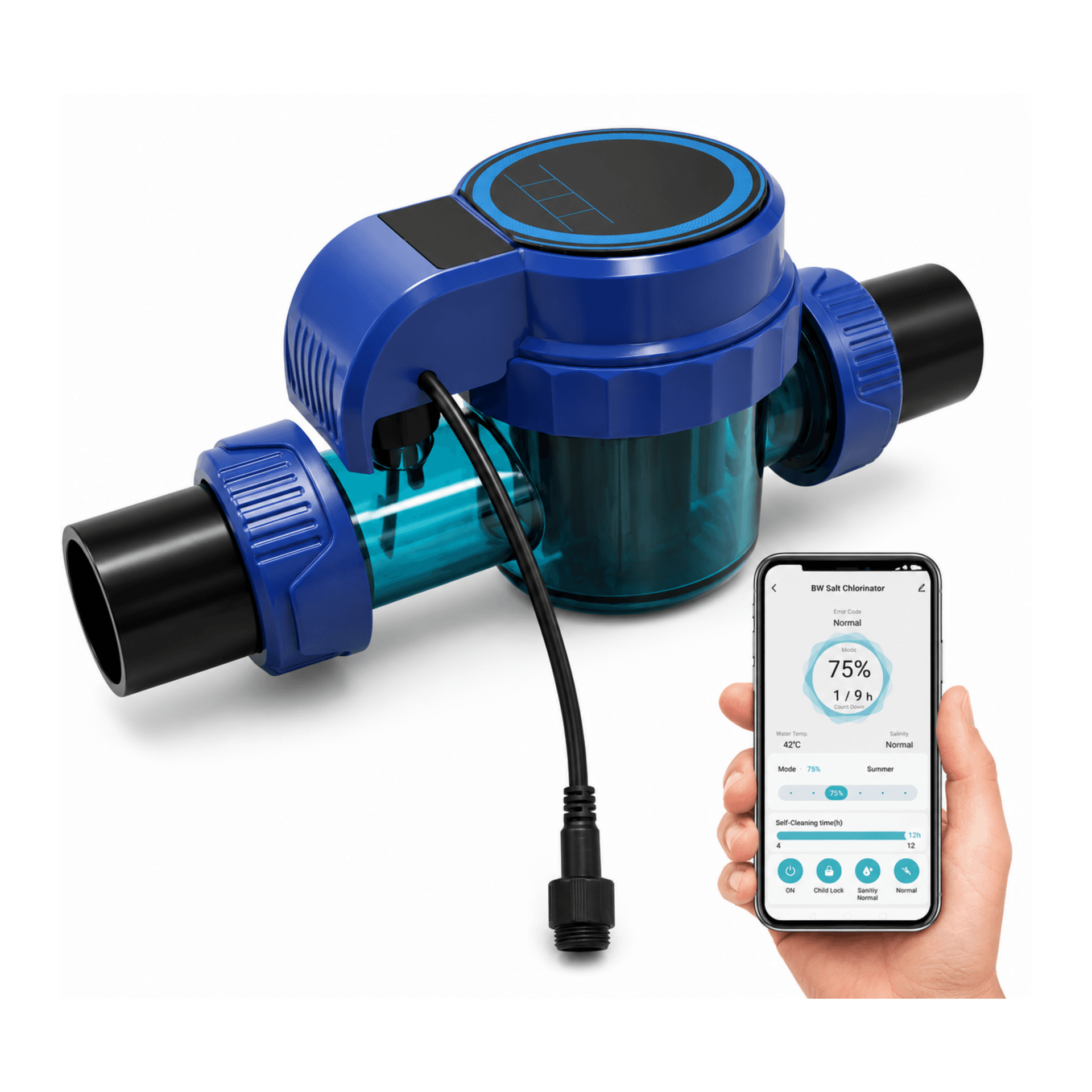 Thermotec Salt Chlorine Generator System for Swimming Pools up to 60m3 with Wi-Fi