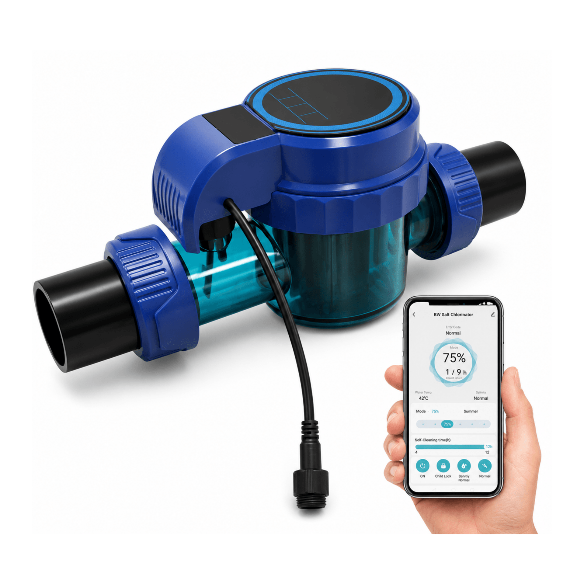 Thermotec Salt Chlorine Generator System for Swimming Pools up to 60m3 with Wi-Fi